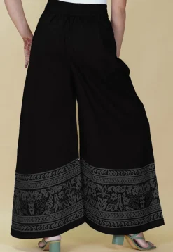 Block Printed Cotton Palazzo in Black