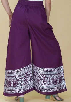 Block Printed Cotton Palazzo in Purple