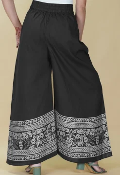 Block Printed Cotton Palazzo in Grey