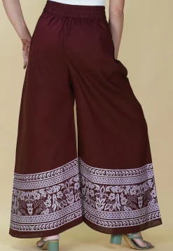 Block Printed Cotton Palazzo in Maroon