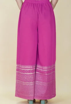 Block Printed Cotton Palazzo in Pink