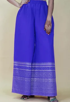 Block Printed Cotton Palazzo in Blue