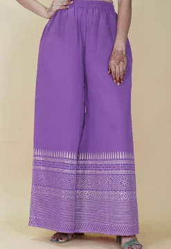 Block Printed Cotton Palazzo in Light Purple