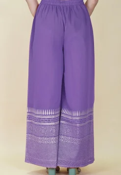 Block Printed Cotton Palazzo in Light Purple