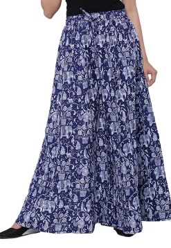 Block Printed Cotton Pallazo in Blue