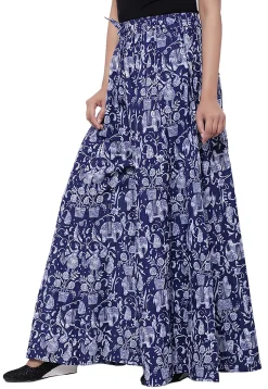 Block Printed Cotton Pallazo in Blue