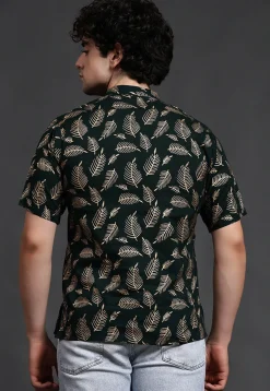 Block Printed Cotton Short Kurta in Dark Green