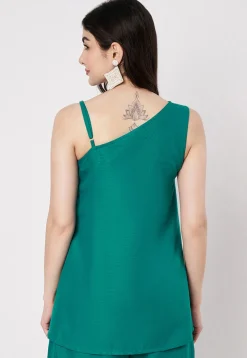 Block Printed Cotton Top in Teal Green