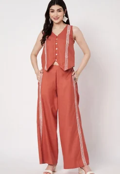 Block Printed Cotton Top in Orange