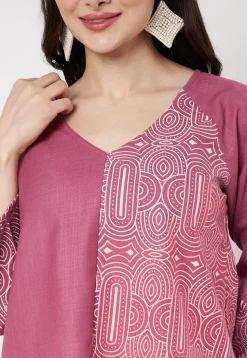 Block Printed Cotton Top in Pink