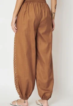 Block Printed Cotton Trouser in Brown