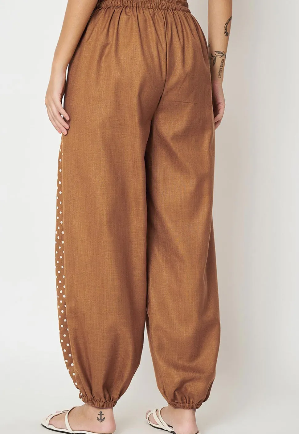 Block Printed Cotton Trouser in Brown