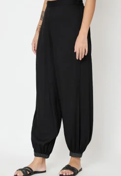 Block Printed Cotton Trouser in Black