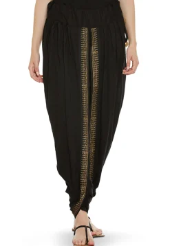Block Printed Cotton Viscose Dhoti in Black