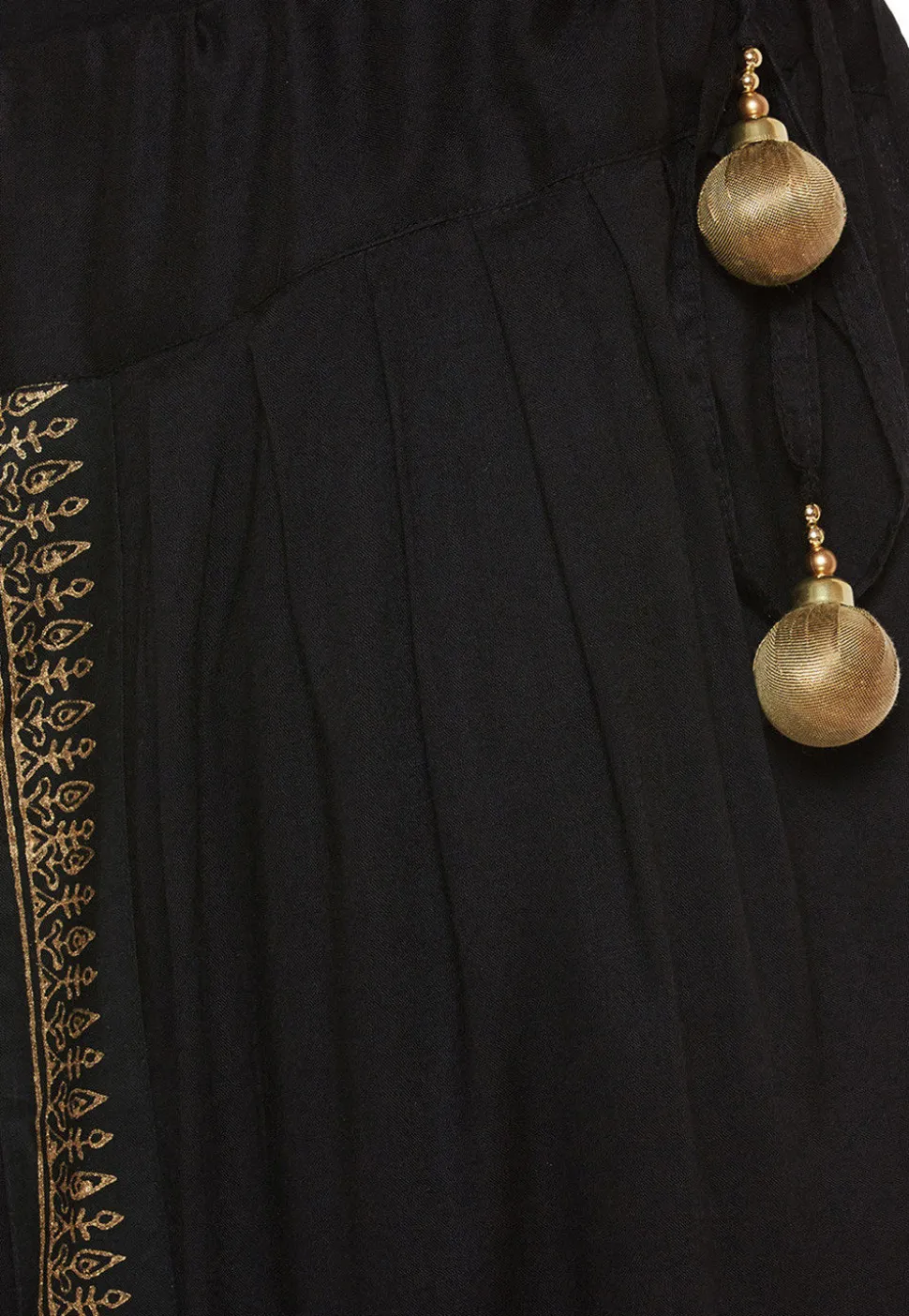 Block Printed Cotton Viscose Dhoti in Black