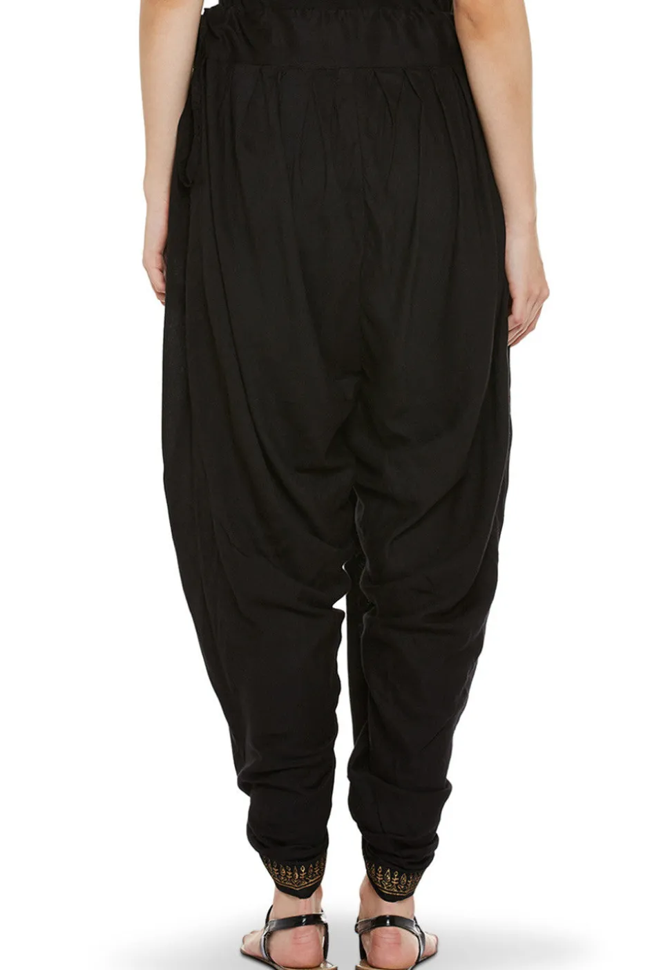 Block Printed Cotton Viscose Dhoti in Black