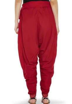 Block Printed Cotton Viscose Dhoti in Red