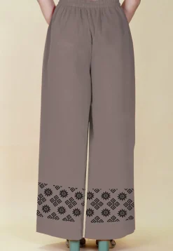 Block Printed Georgette Palazzo in Grey
