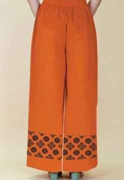 Block Printed Georgette Palazzo in Orange