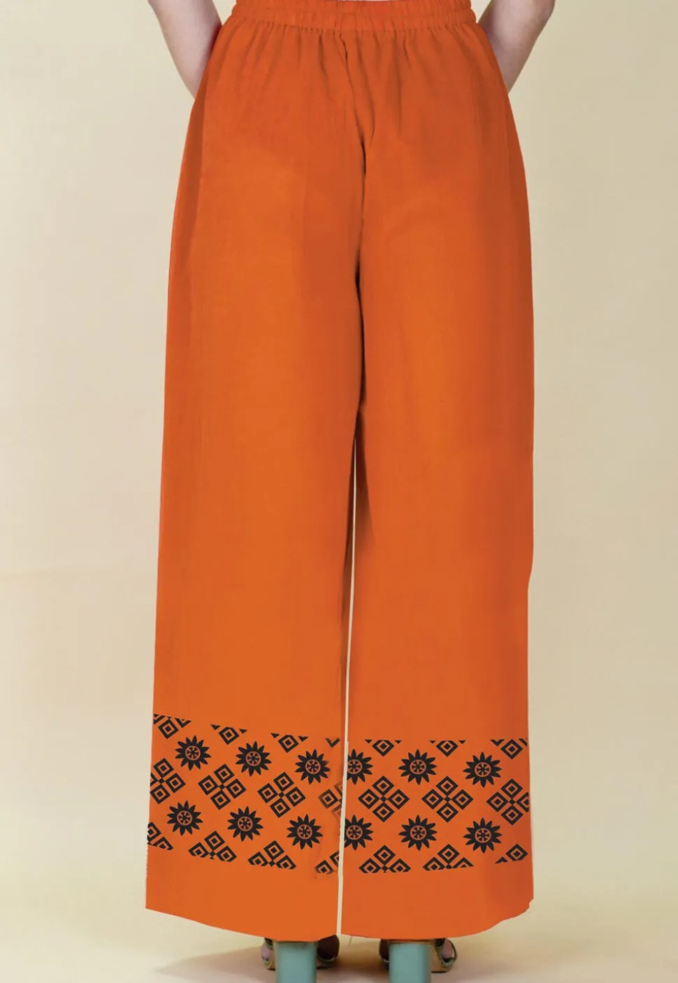 Block Printed Georgette Palazzo in Orange