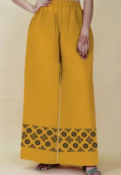 Block Printed Georgette Palazzo in Mustard