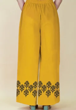 Block Printed Georgette Palazzo in Mustard
