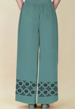 Block Printed Georgette Palazzo in Dusty Blue