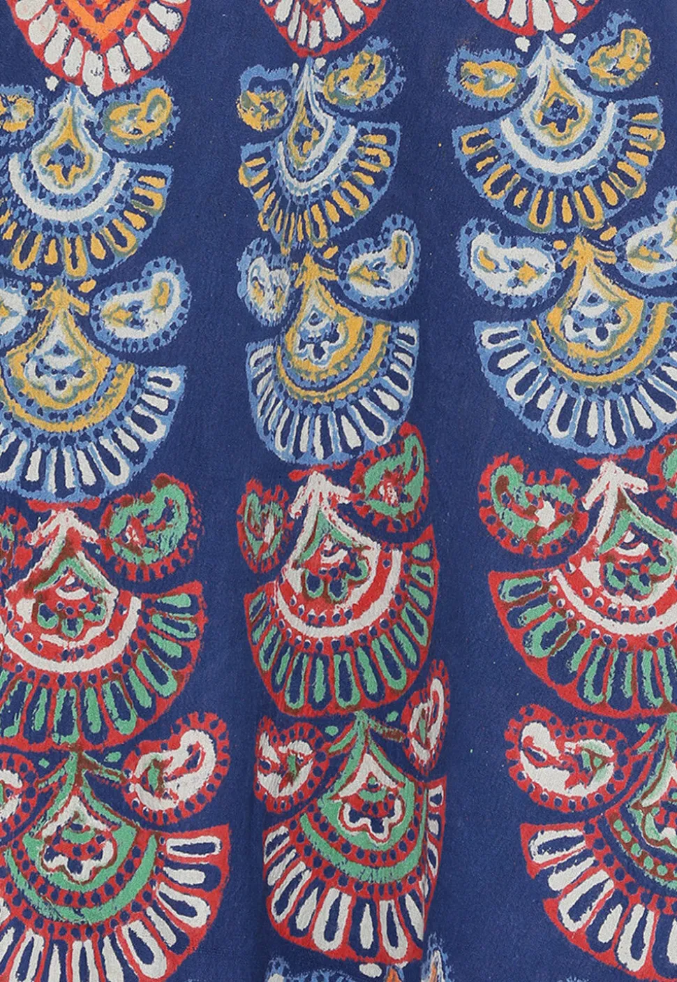 Block Printed Pure Cotton Wrap Around Skirt in Navy Blue