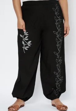 Block Printed Pure Cotton Pant in Black