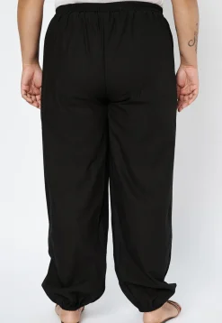 Block Printed Pure Cotton Pant in Black
