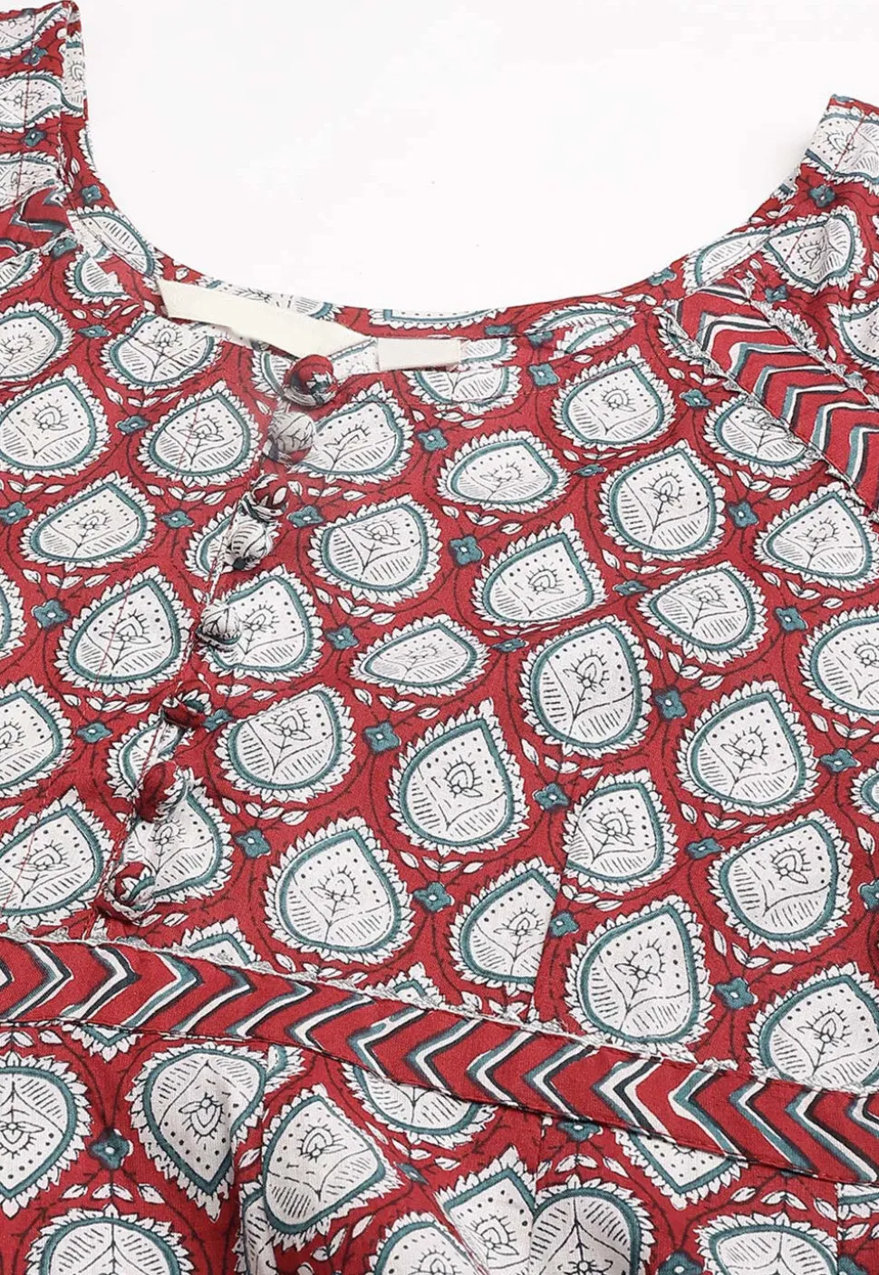 Block Printed Pure Cotton Pakistani Suit in Maroon