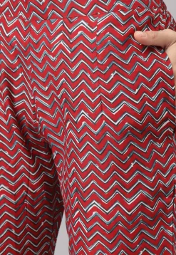 Block Printed Pure Cotton Pakistani Suit in Maroon