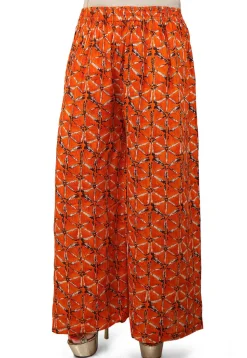 Block Printed Rayon Palazzo in Orange