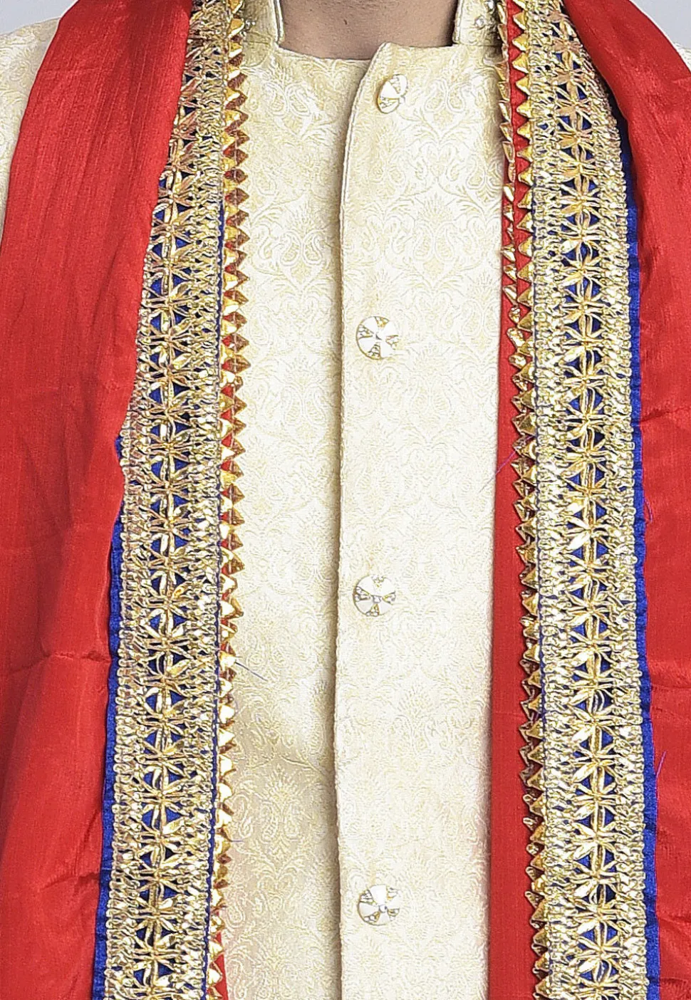 Bordered Crepe Dupatta in Red