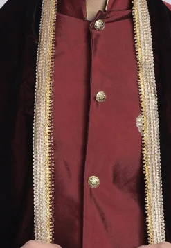 Bordered Velvet Stole in Wine