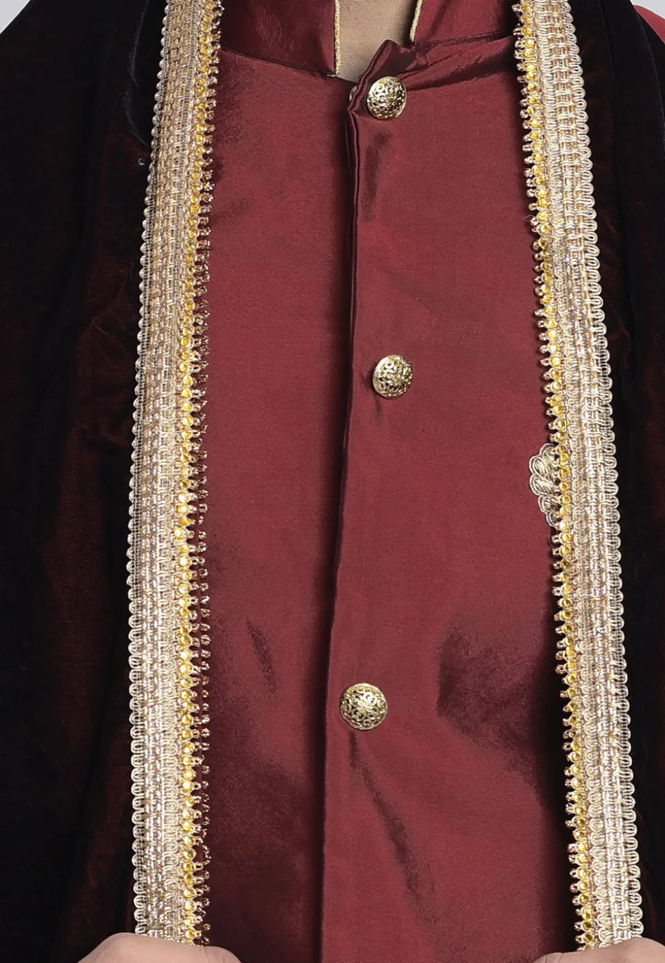 Bordered Velvet Stole in Wine