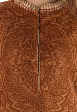 Brasso Velvet Straight Kurta in Brown