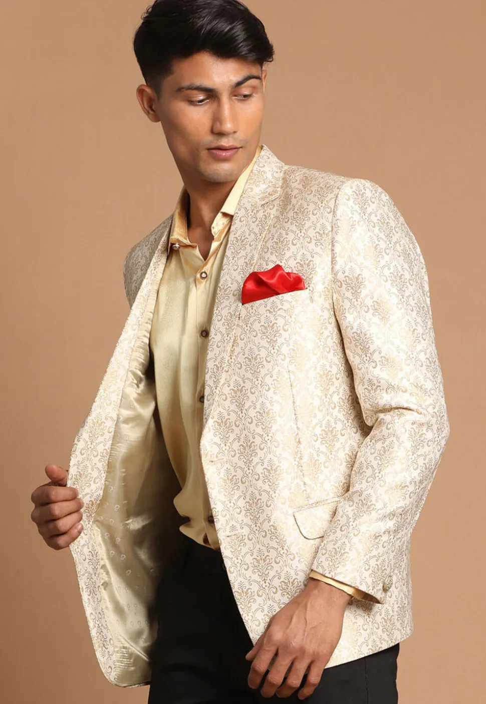 Brocade Blazer in Cream