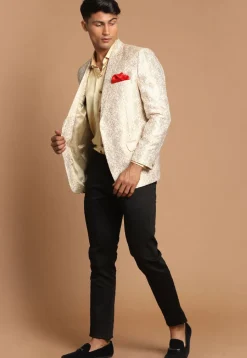 Brocade Blazer in Cream