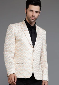 Brocade Blazer in Cream