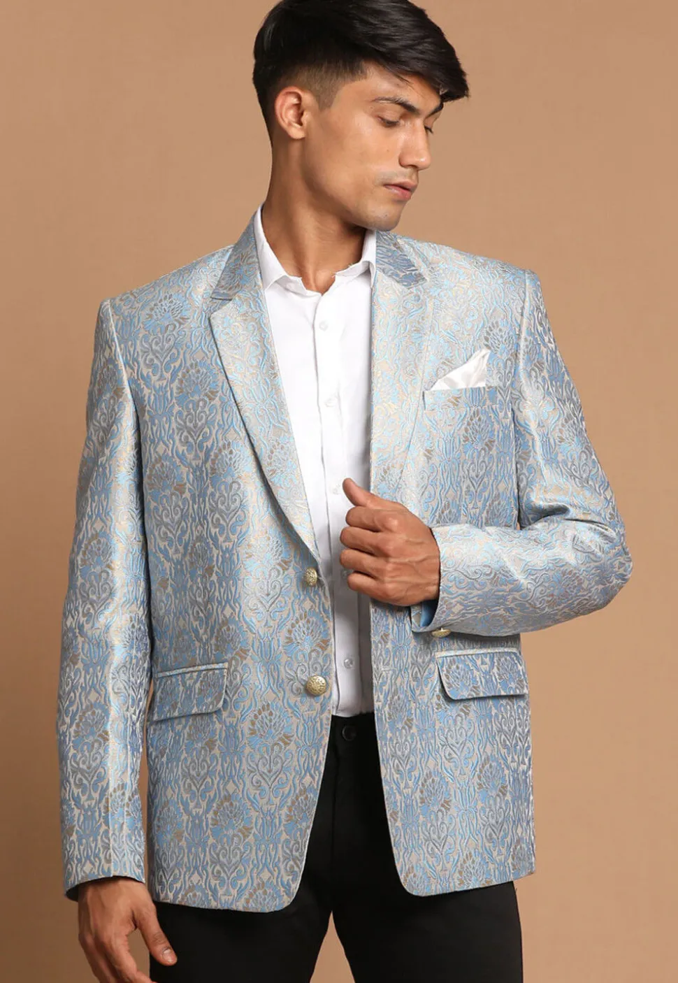 Brocade Blazer in Grey