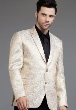 Brocade Blazer in Light Beige