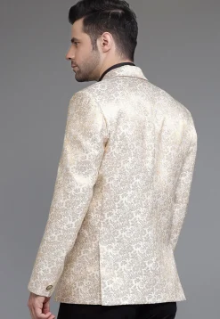 Brocade Blazer in Light Beige