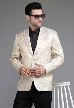 Brocade Blazer in Light Beige