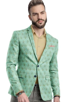 Brocade Blazer in Light Sea Green