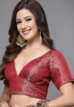 Brocade Blouse in Maroon