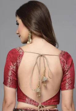 Brocade Blouse in Maroon
