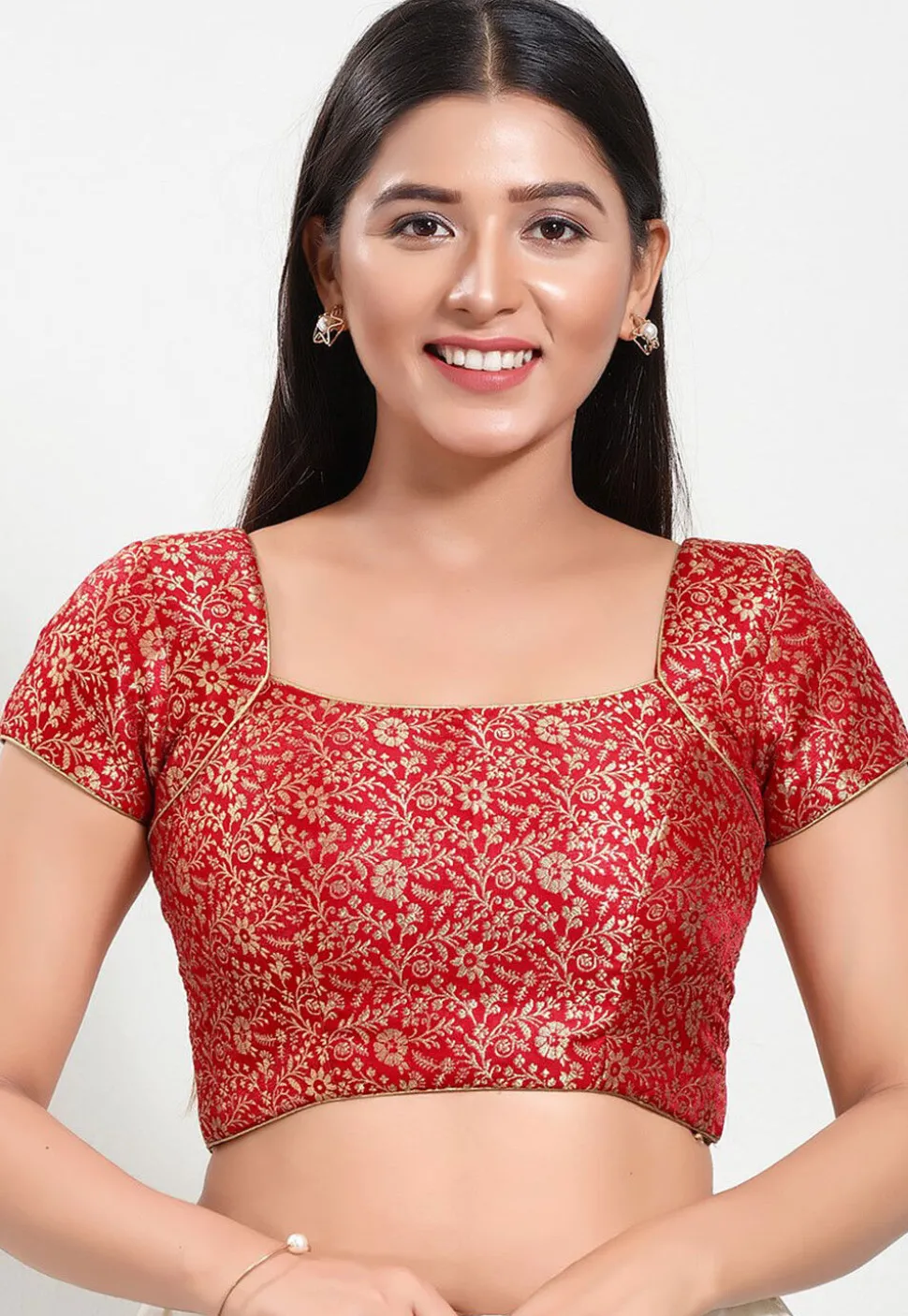 Brocade Blouse in Red