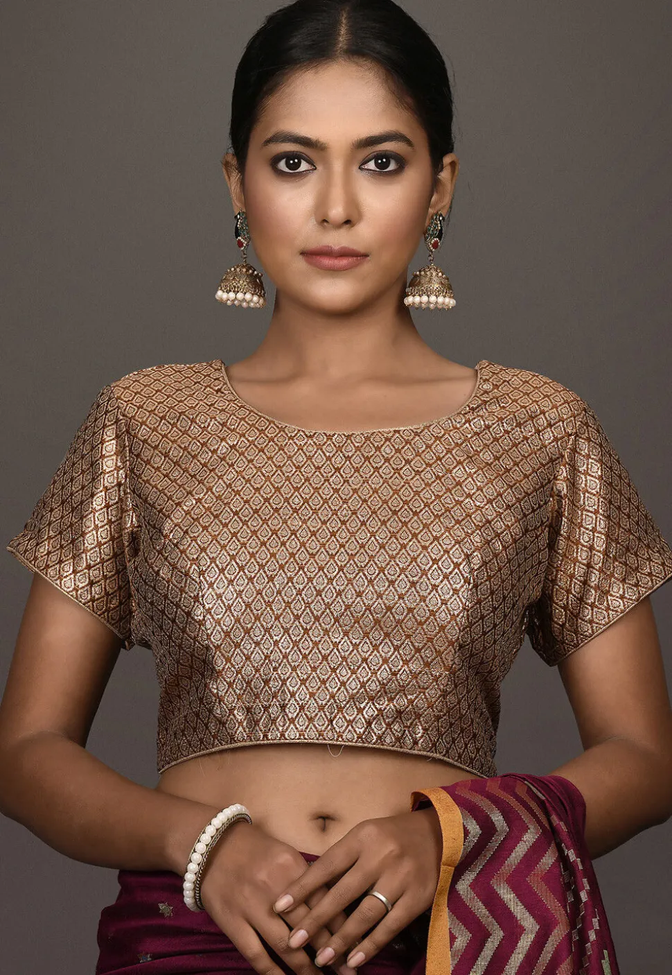Brocade Brocade Silk Blouse in Brown