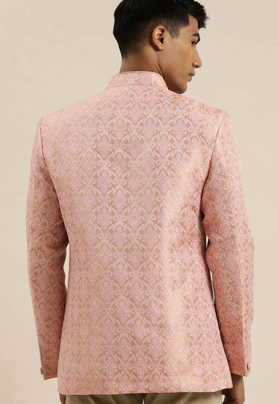 Brocade Jodhpuri Jacket in Pink